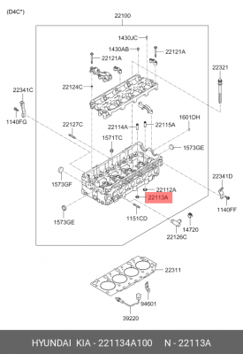 Седло клапана HYUNDAI Porter 2 выпускного OE 221134A100 HYUNDAI KIA