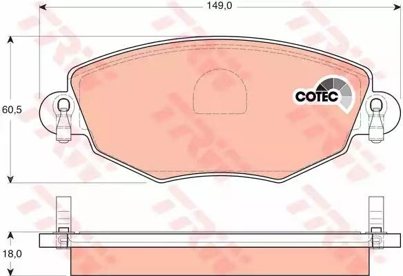 Колодки тормозные FORD Mondeo 3 (1.8i/2.5i/2.0D) (00-) JAGUAR X-Type передние (4 GDB1434 TRW
