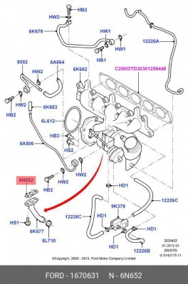 Прокладка FORD турбокомпрессора OE 1 670 631 FORD