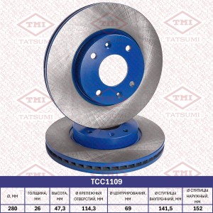Диск тормозной передний вентилируемый HYUNDAI Sonata/Elantra 00- TCC1109 TCC1109 TATSUMI