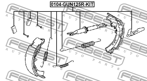 К-кт монтажный барабанных колодок TOYOTA HILUX 2005- 0104-GUN125R-KIT 0104-GUN125R-KIT FEBEST