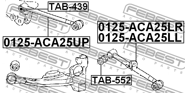 Сайлентблок TOYOTA Rav 4 (00-05) рычага заднего поперечного FEBEST TAB-552 FEBEST