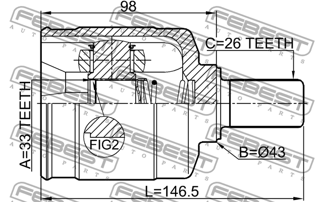 ШРУС внутренний левый RENAULT DUSTER 2411-DUSTLH 2411-DUSTLH FEBEST