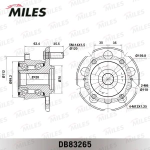 Ступица колеса задняя с подшипником HONDA PILOT/ACURA MDX 07-15 DB83265 DB83265 MILES