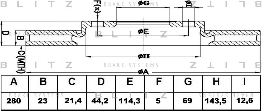 Диск тормозной передний вентилируемый KIA Cee'd 12- BS0462 BS0462 BLITZ