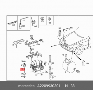 пружина опоры компрессора! \MB W220 5.0 98-05 A 220 993 03 01 MERCEDES BENZ