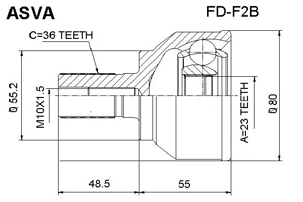 ШРУС НАРУЖНЫЙ 23x56x36 12 FDF2B FD-F2B ASVA