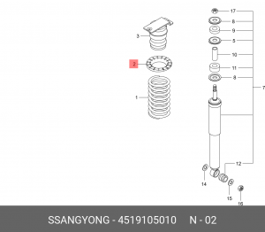 Проставка пружины SSANGYONG Actyon (06-),Kyron (05-),Actyon Sports (06-),Rexton  4519105010 SSANG YONG