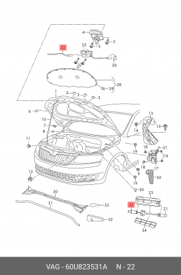 трос открывания капота!\ VW Polo RUS 20-22 60U823531A VAG