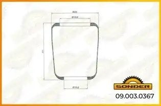 Пневморессора Premium без стакана и крышки (чулок) 235/195/130/101 Iveco EuroTec 090030367 SONDER