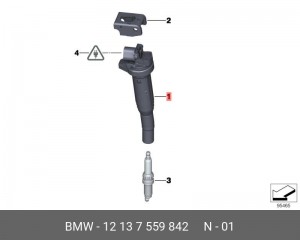Катушка зажигания !DELPHI \BMW 1' E81, E82, E87 LCI, E88, 3' E90, E91, E92, E93, 12 13 7 559 842 BMW