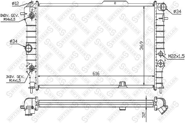 радиатор системы охлаждения! АКПП\ Opel Vectra 1.4-1.7D 88-95 10-26012-SX STELLOX