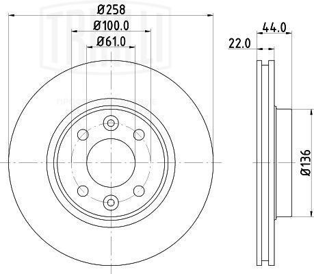 Диск торм. Renault Logan II (13-),Sandero II (14-),Clio IV (12-) перед. d258 DF  DF 095116 TRIALLI