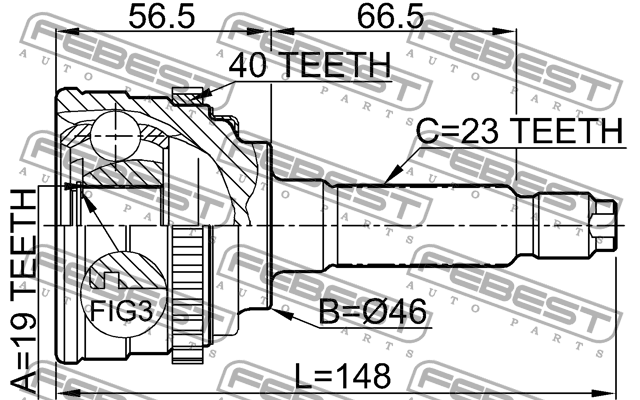 ШРУС наружный 19X46X23 1110-M100A40 FEBEST