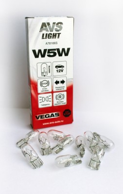 к-т ламп!10шт. (W5W) W2.1x9.5d 5W 12V Vegas \ A78166S AVS