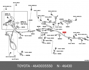 трос ручного тормоза левый!\ Toyota 4Runner/Hilux Surf 02> 46430-35550 TOYOTA