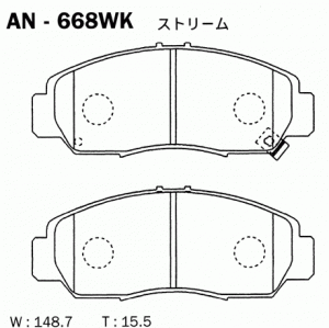 Колодки тормозные дисковые передние ACCORD VII, CIVIC VIII (FD1, FD2) AN-668WK AN668WK AKEBONO