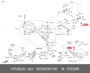 Стойка стабилизатора HYUNDAI Santa Fe (12-) KIA Sorento (12-) (4WD) заднего прав 55540-2W100 HYUNDAI KIA
