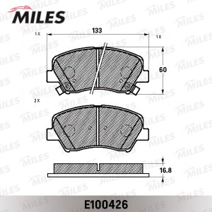 Колодки тормозные передние (Смесь Semi-Metallic) HYUNDAI i30/ELANTRA 11-/CEED 12 E100426 MILES