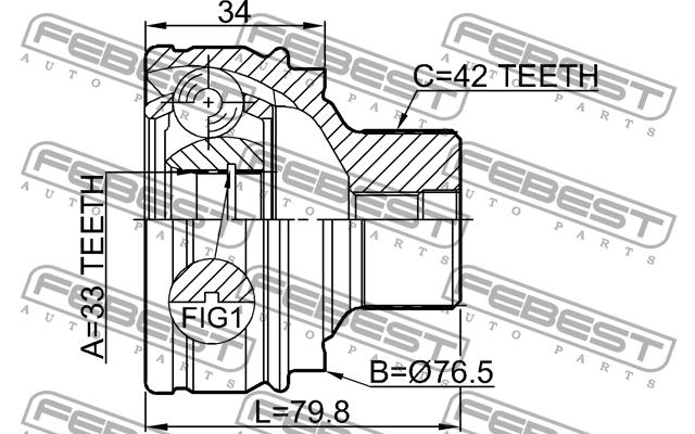 ШРУС внешний AUDI A4 AVANT (8K5) 2008-2015 1710-Q520MT 1710-Q520MT FEBEST