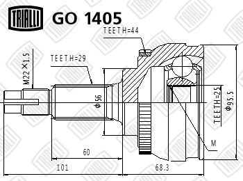 ШРУС наружный ABS GO1405 TRIALLI