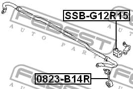 Втулка стабилизатора задн SUBARU IMPREZA G12 2007-2011 SSB-G12R15 SSB-G12R15 FEBEST