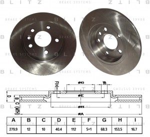 Диск тормозной задний VW Transporter 90- BS0157 BS0157 BLITZ