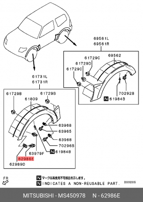 Болт MITSUBISHI Delica (06-) OE MS450978 MITSUBISHI