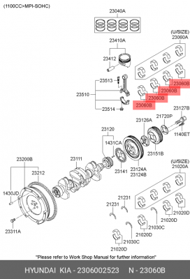HYUNDAI/KIA ВКЛАДЫШИ ШАТУННЫЕ ПАРА/ 2306002622 2306002523 MOBIS