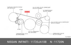 Ремень приводной генератора 11720-JA10B 11720-JA10B NISSAN