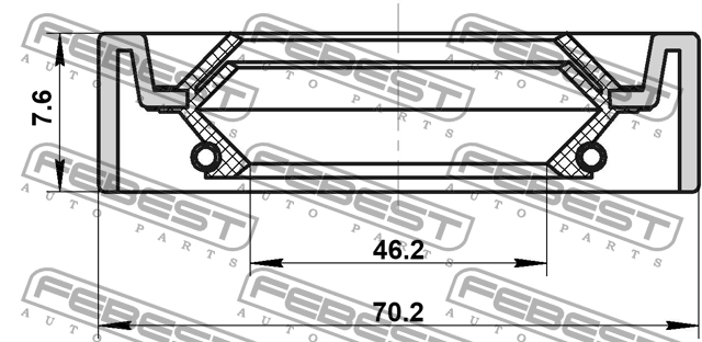 Сальник привода 46.2X70.2X7.6X9.2 95IDS-48700809C FEBEST