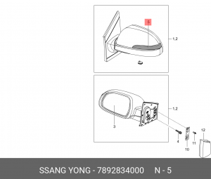 Повторитель поворота SSANGYONG Actyon (10-) правый (в зеркало) OE 7892834000 SSANG YONG