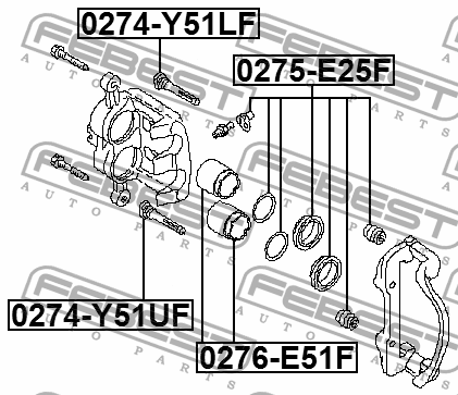 рем. к-кт суппорта торм. переднего!\ Nissan Cabstar/Presage/Quest 01> 0275-E25F FEBEST