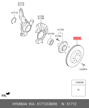 Диск тормозной HYUNDAI Solaris (17-) KIA Rio (17-) передний (1шт.) OE 51712C8000 HYUNDAI KIA