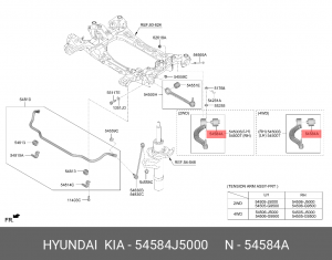 Сайлентблок KIA Stinger (17-) рычага переднего нижнего OE 54584J5000 HYUNDAI KIA