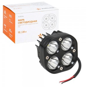 Фара светодиодная квадратная, 4 LED направленный свет, 40W (78х78х50) 12/24V (AL ALED036 AIRLINE