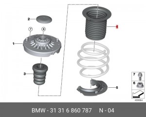 Пыльник амортизатора BMW 1 (F40) переднего (1шт.) OE 31 31 6 860 787 BMW