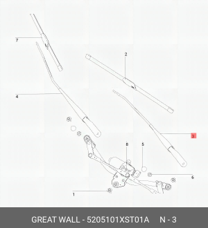 Рычаг стеклоочистителя левый 5205101XST01A 5205101XST01A HAVAL