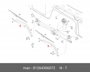 Поводок стеклоочистителя TGA/TGS/TGX 81264306072 MAN