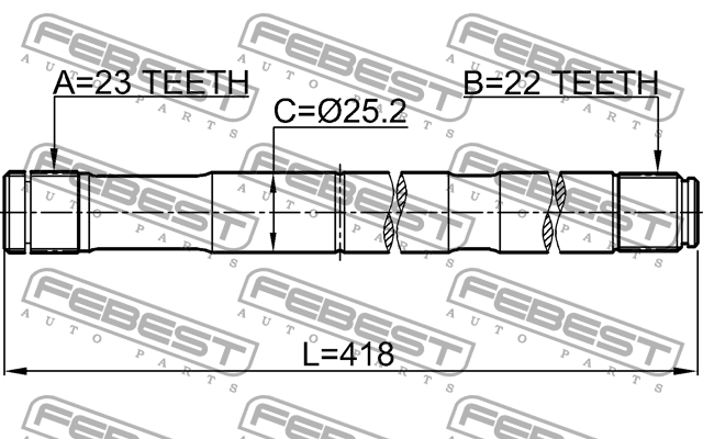 Полуось правая HONDA CIVIC EU/EP/ES 2001-2006 0312-ESATRH 0312-ESATRH FEBEST