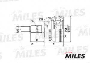 ШРУС наружный RENAULT MEGANE/SCENIC 1.8-2.0 (с ABS) (SKF VKJA5380) GA20402 GA20402 MILES