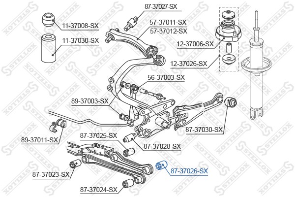 сайлентблок зад. рычага нижн.!\ Honda Accord 1.8-2.3/2.0TDi 90-98 87-37026-SX STELLOX