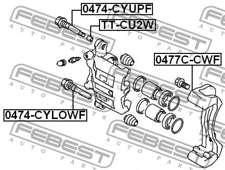 Втулка направляющая передн суппорта нижняя MITSUBISHI OUTLANDER 06-12 0474-CYLOW 0474-CYLOWF FEBEST