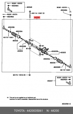 рейка рулевая!\ Lexus GX470, Toyota 4Runner/Land Cruiser Prado 120 02> 44200-35061 TOYOTA