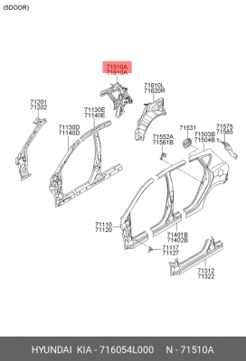 716054L000 БОКОВАЯ ПАНЕЛЬ КУЗОВА 716054L000 HYUNDAI