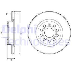 Диск тормозной (2шт в уп) VAG A3 (8L1), OCTAVIA I Combi (1U5), CADDY III вэн (2K BG3832C DELPHI