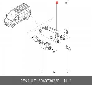 ручка двери сдвижной !пласт.\ Renault Master 10> 806073022R RENAULT