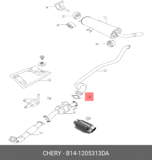 Прокладка CHERY Tiggo T11 (05-16) трубы приемной OE B14-1205313DA CHERY
