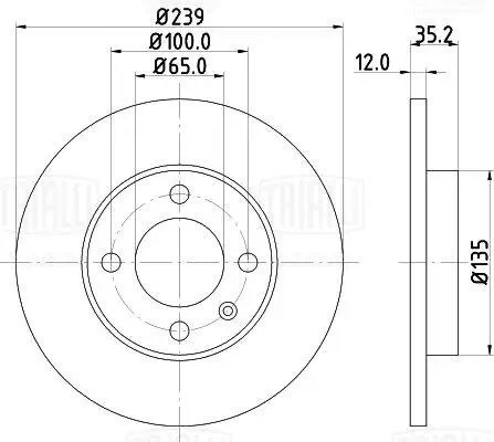 Диск торм. Peugeot 308 (07-)/Citroen Berlingo (08-) задн. d=268 с подшипником (D DF190218 TRIALLI