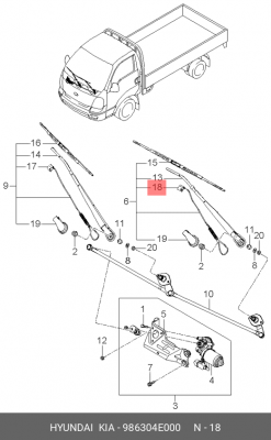 Жиклер KIA Bongo 3 (06-) омывателя правый OE 986304E000 HYUNDAI KIA